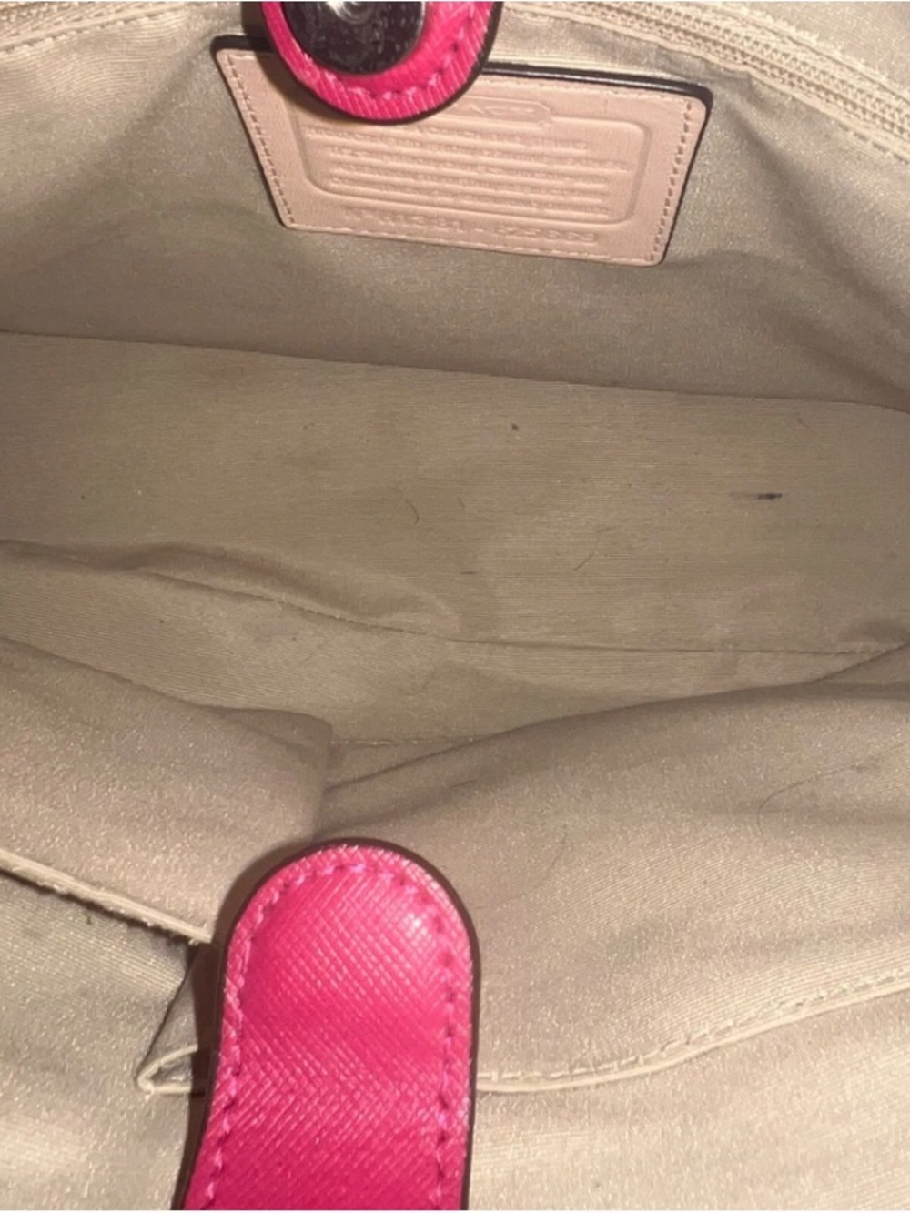 Coach Hot Pink Leather Tote with Signature Tag - Picture 4 of 7